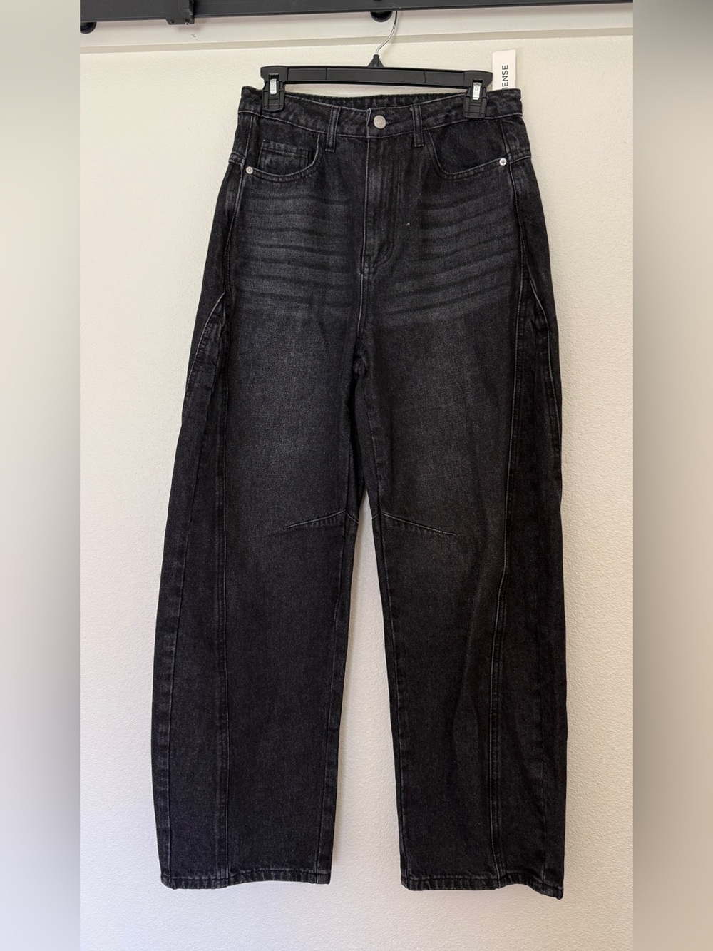 Commense Women’s Straight Black Washed Jeans